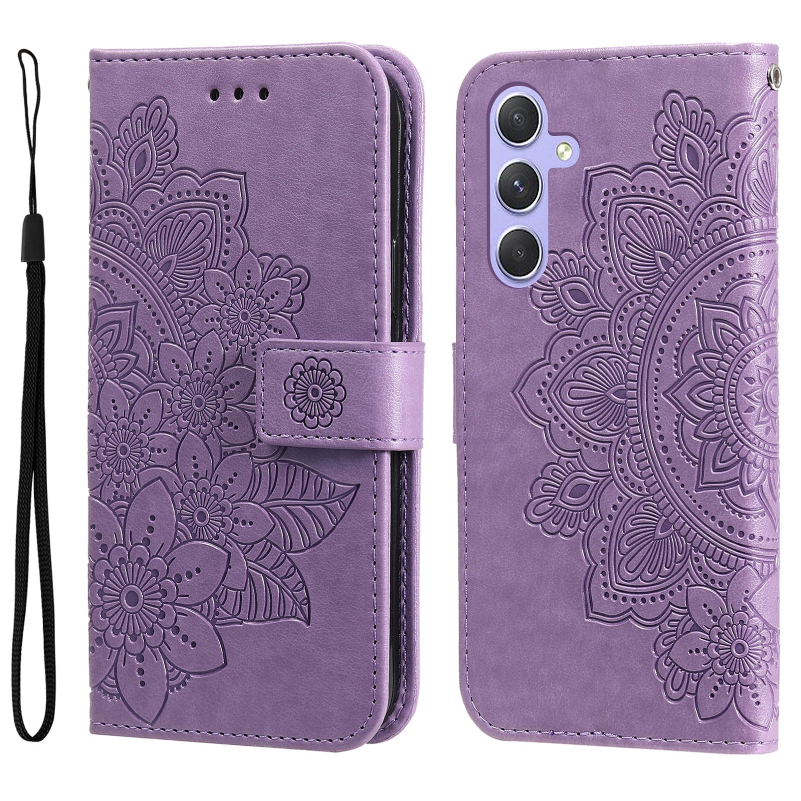 For Samsung Galaxy M54 5G / F54 5G Flower Imprinted Leather Wallet Case Stand Flip Protective Phone Cover For Samsung Galaxy M54 5G / F54 5G Flower Imprinted Leather Wallet Case Stand Flip Protective Phone Cover